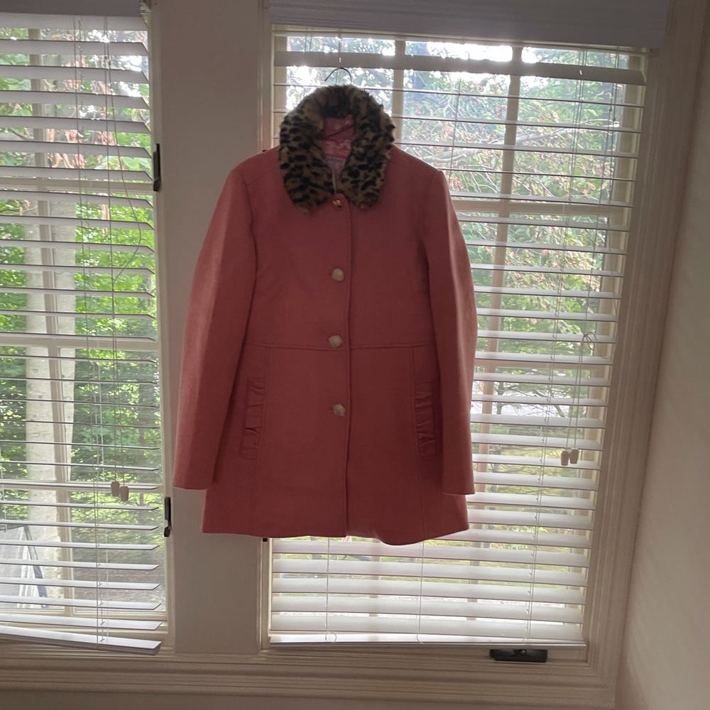 Crew Cuts Pink Winter Coat with Leopard Trim